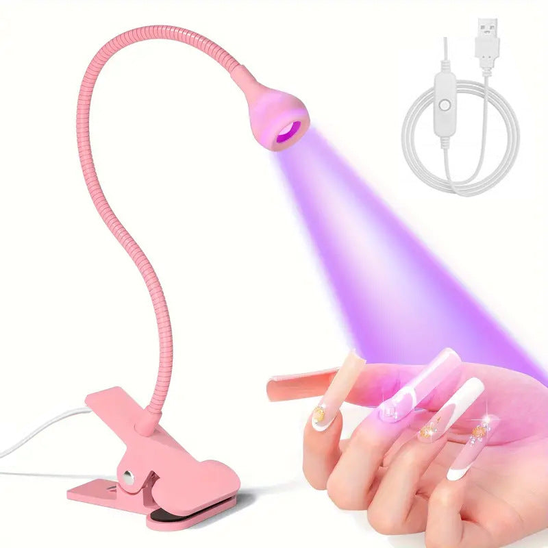Gooseneck Hot Lamp USB Table Lamp With Clamp Nail Polish UV Glue Curing Black Light Bulb