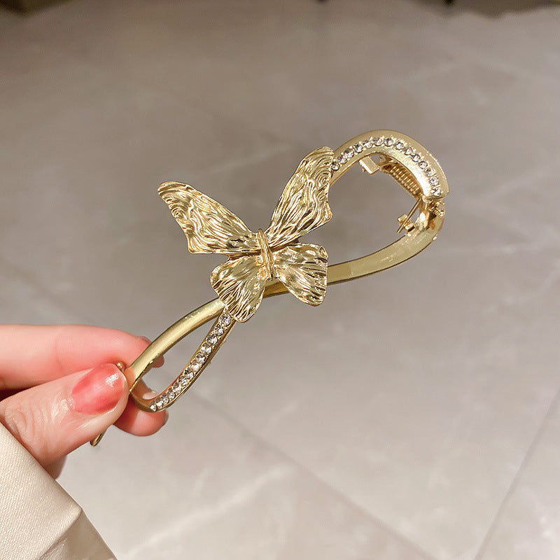 Frigid Wind Diamond-studded Pleated Butterfly 8-character Hairpin