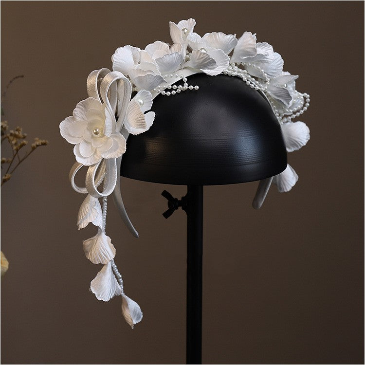 Handmade Satin Embossed Flower Hair Hoop