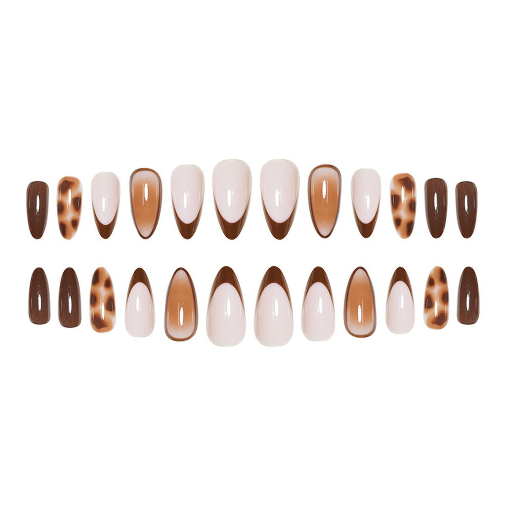Peach Hand-worn Nail White Patch Gradient Pure Desire Style