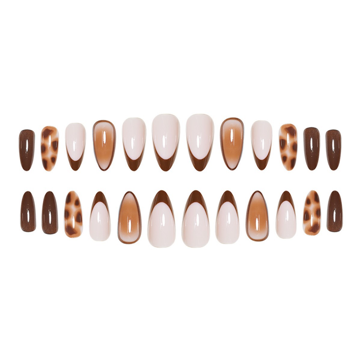 Peach Hand-worn Nail White Patch Gradient Pure Desire Style
