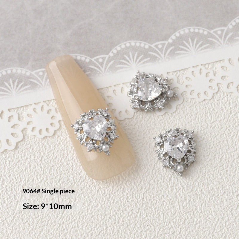 Silver Zircon Bow Nail Art Accessories