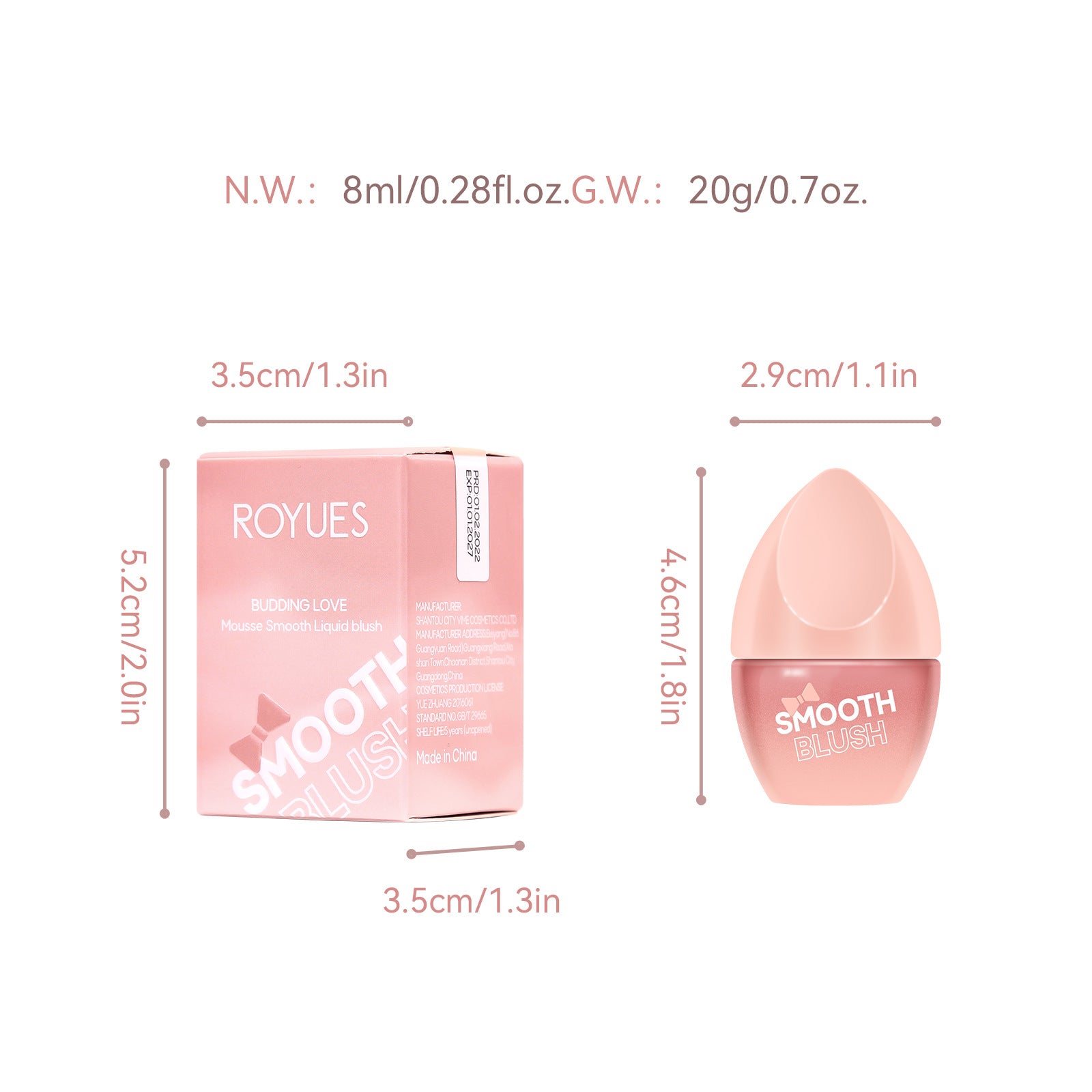 Royues Natural Rouge Powder Easy Color Lip Cheek Blush