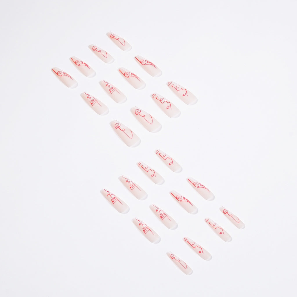 Artistic Abstract Face Wear Nail Line Manicure Personality Nail Tip
