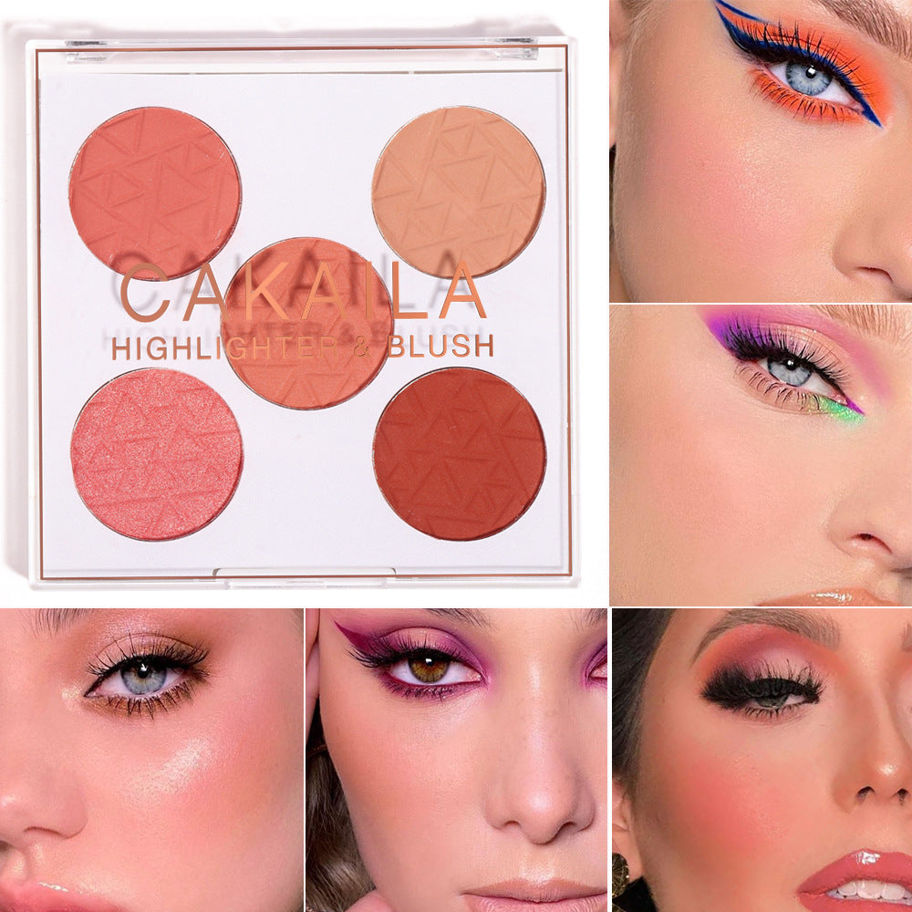 Cakaila Five-color Matte Pearl Rouge Blush Palette