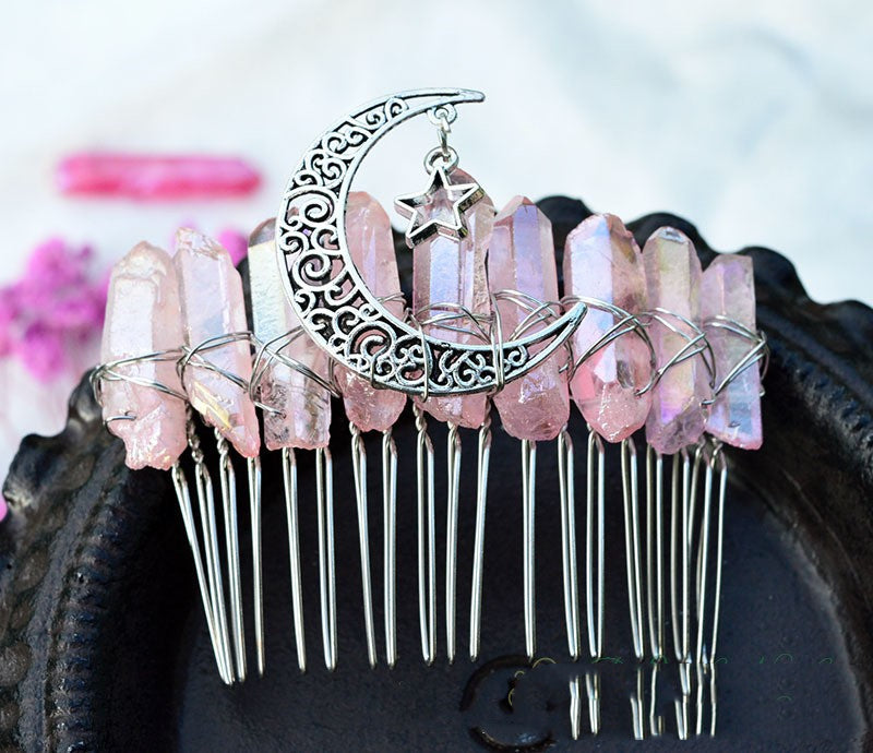 Premium Handmade Crown Moon Hollow Star Hair Comb