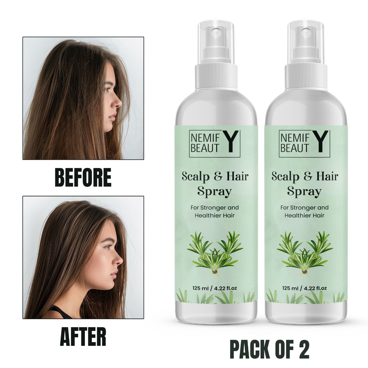 NEMIF Y BEAUT Scalp & Hair Spray 125 ML (Pack Of 2)