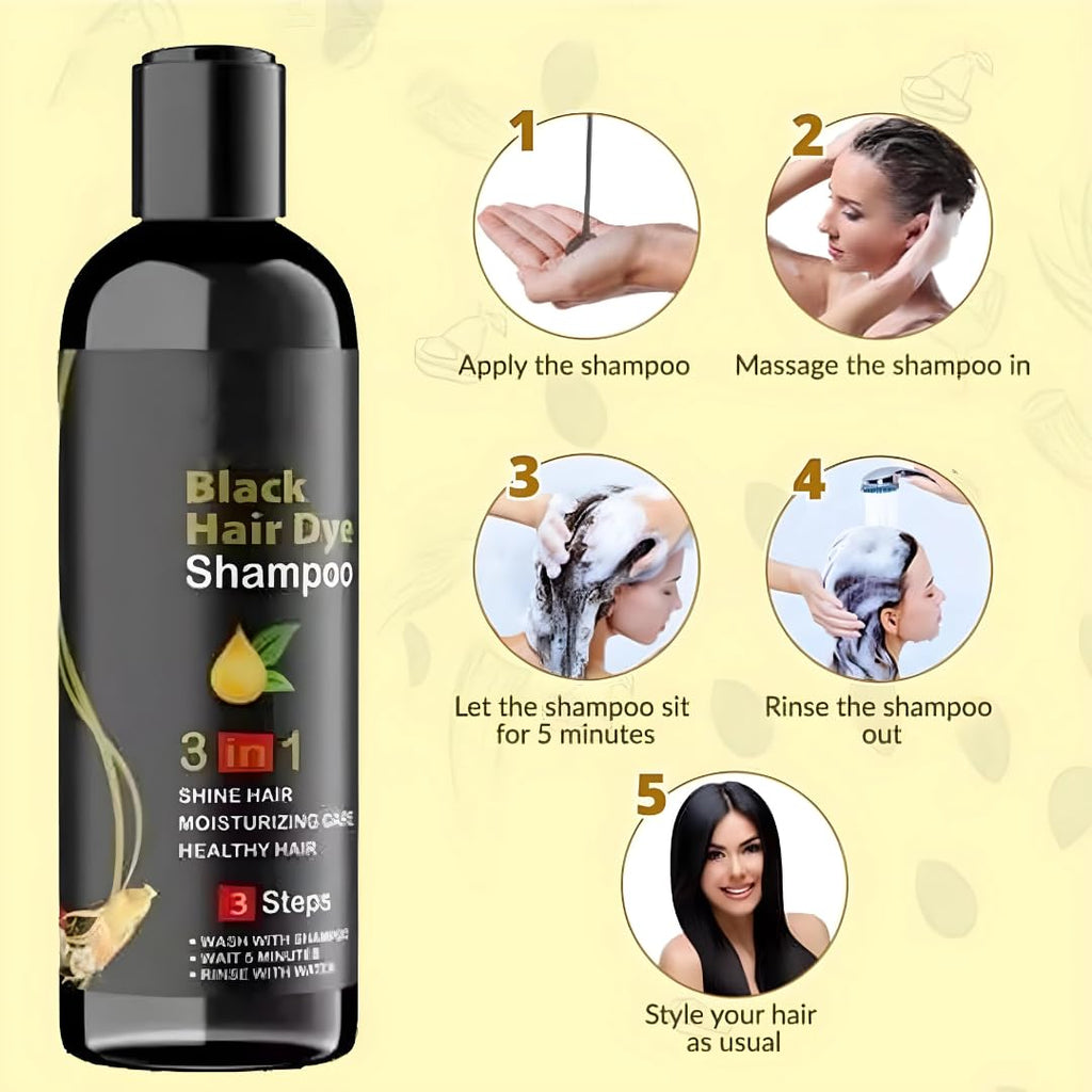 Unisex Instant Black Herbal Hair Dye Shampoo 3 In 1(100Ml) Pack Of 2