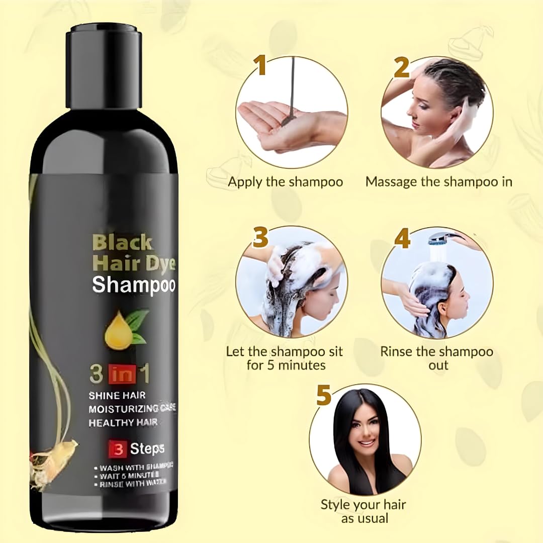 Unisex Instant Black Herbal Hair Dye Shampoo 3 In 1(100Ml) Pack Of 2
