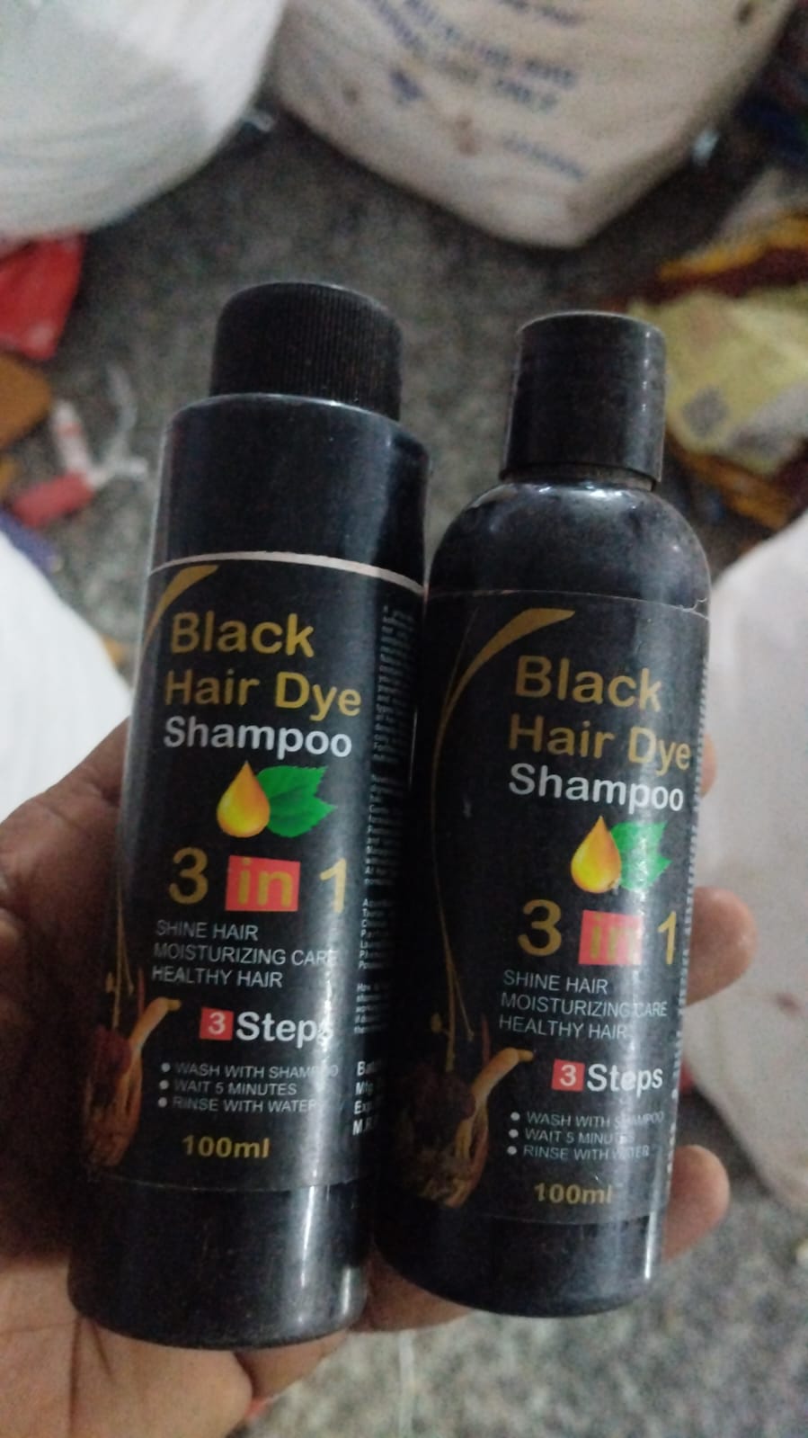 Unisex Instant Black Herbal Hair Dye Shampoo 3 In 1(100Ml) Pack Of 2