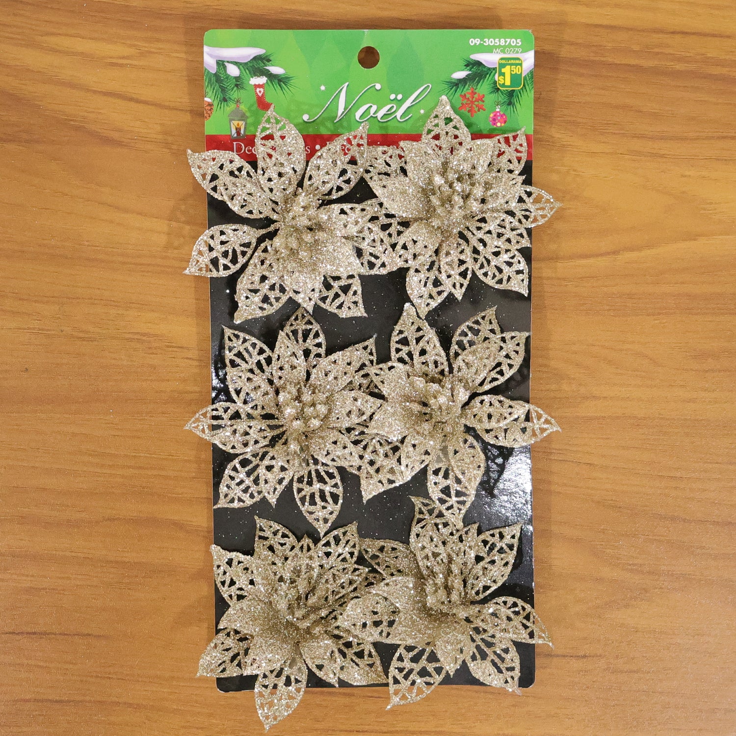 Glitter Flower Hair Clip Set (6 Pc Mix Color Set)