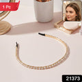 Elegant Crystal Studded Metal Hair Band (1 Pc)
