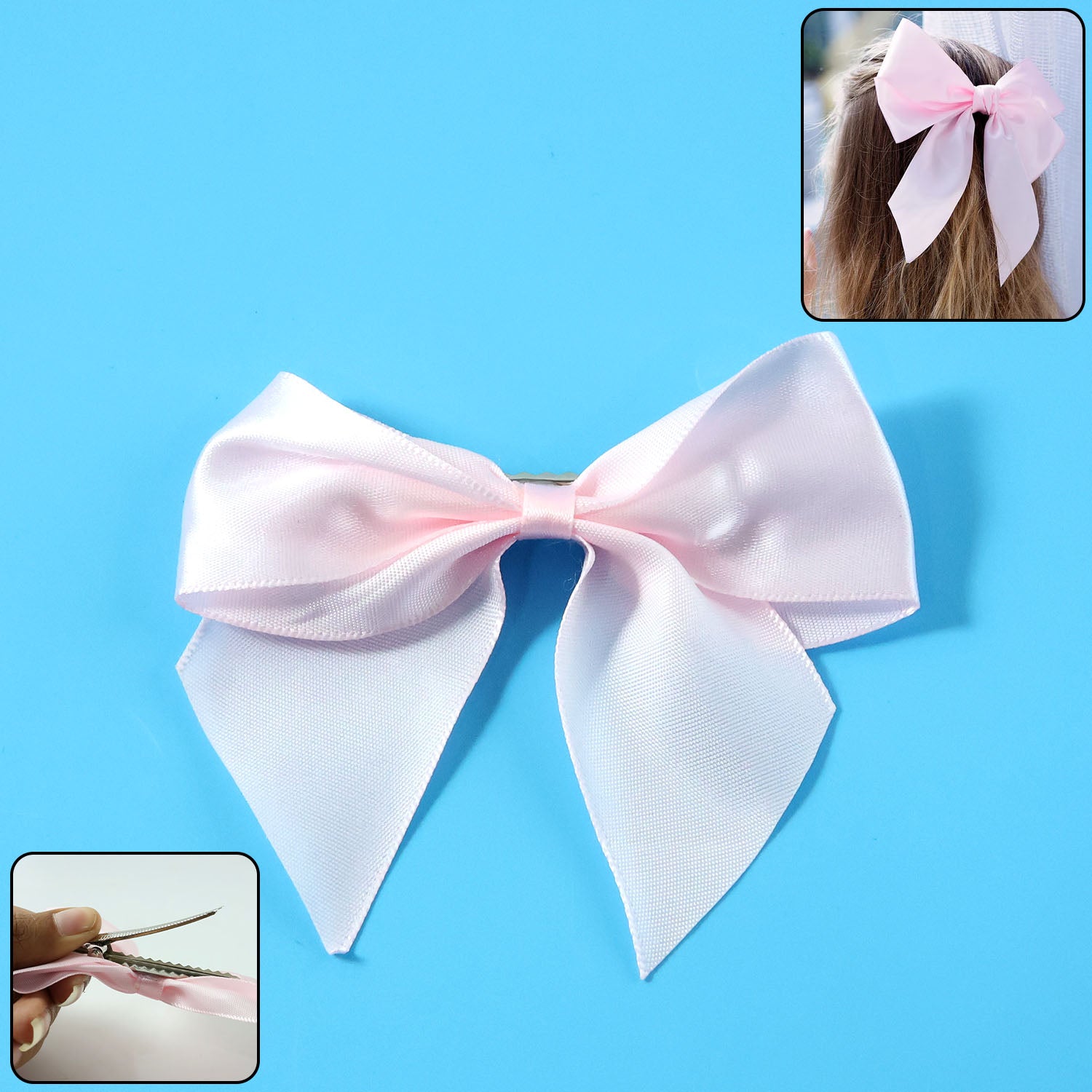 Elegant Satin Hair Bow Clip For Girls  Women (1 Pc)