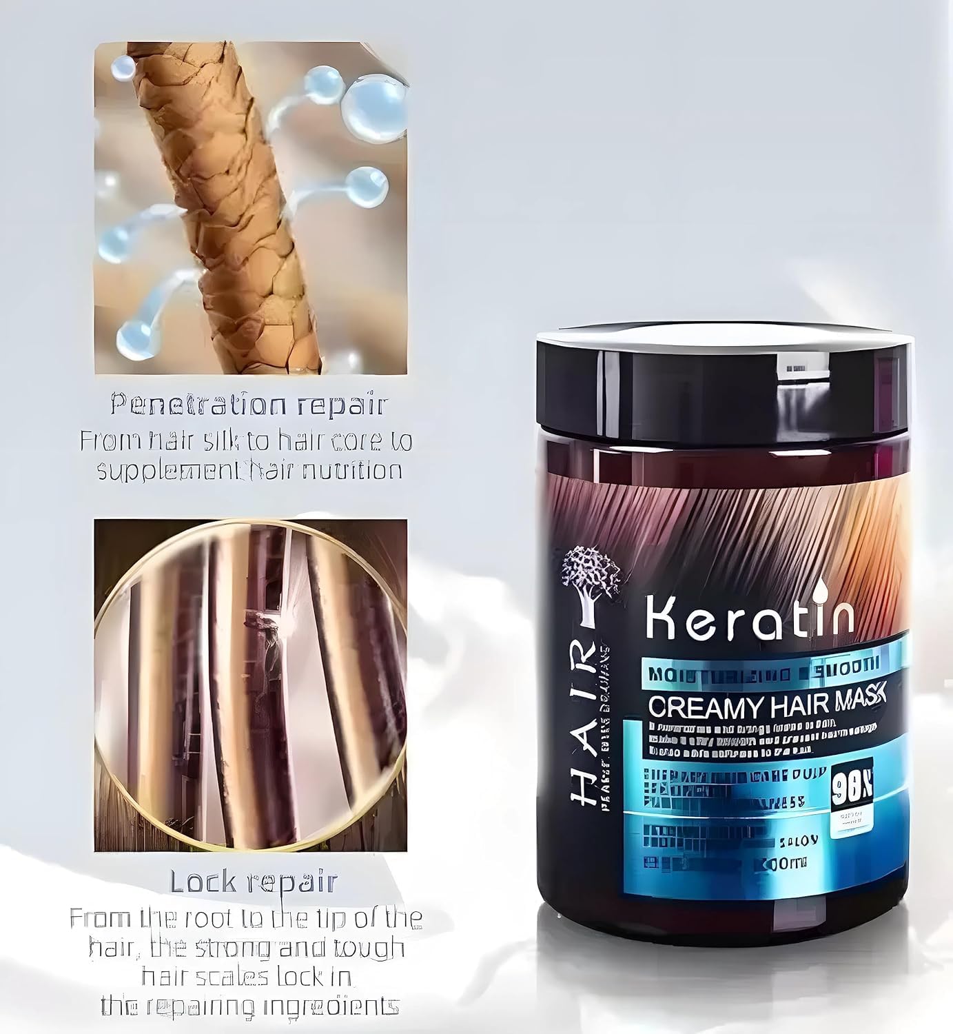 Keratin Cream Hair Mask, Moisturizing & Smoothing (800 Grm)