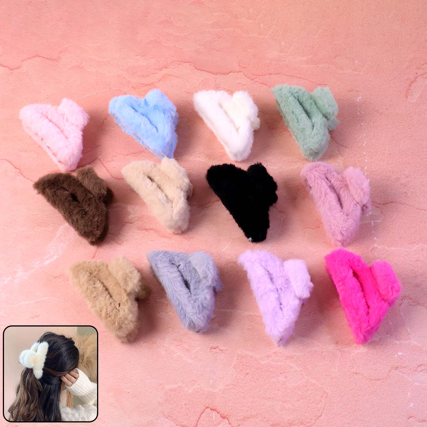 Big-size Soft Faux Fur Hair Claw Clips (1 Pc)