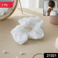 Elegant White Mesh Fabric Hair Scrunchie (1 Pc)