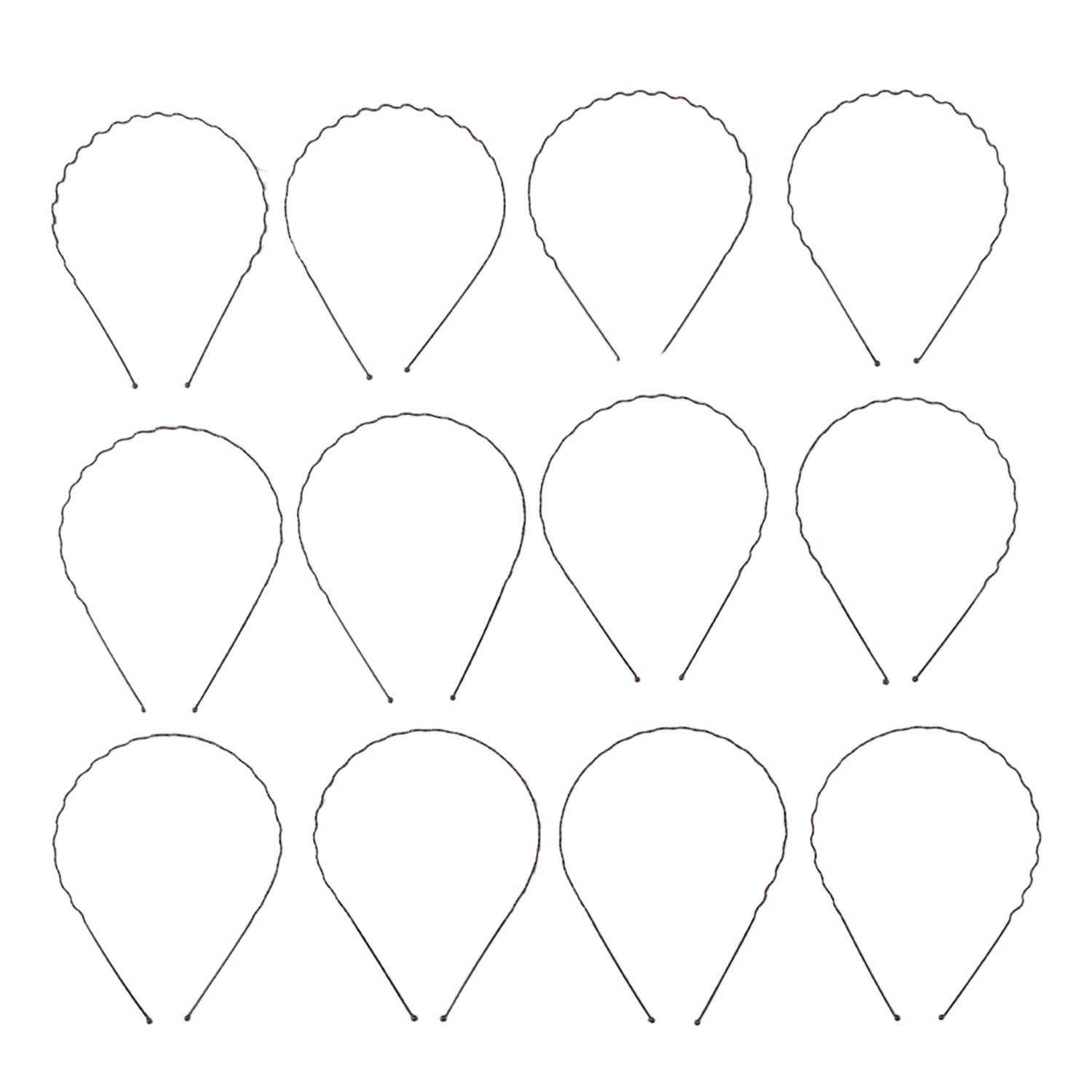Premium Metal Wave Hair Bands For Men  Women (12 Pc)