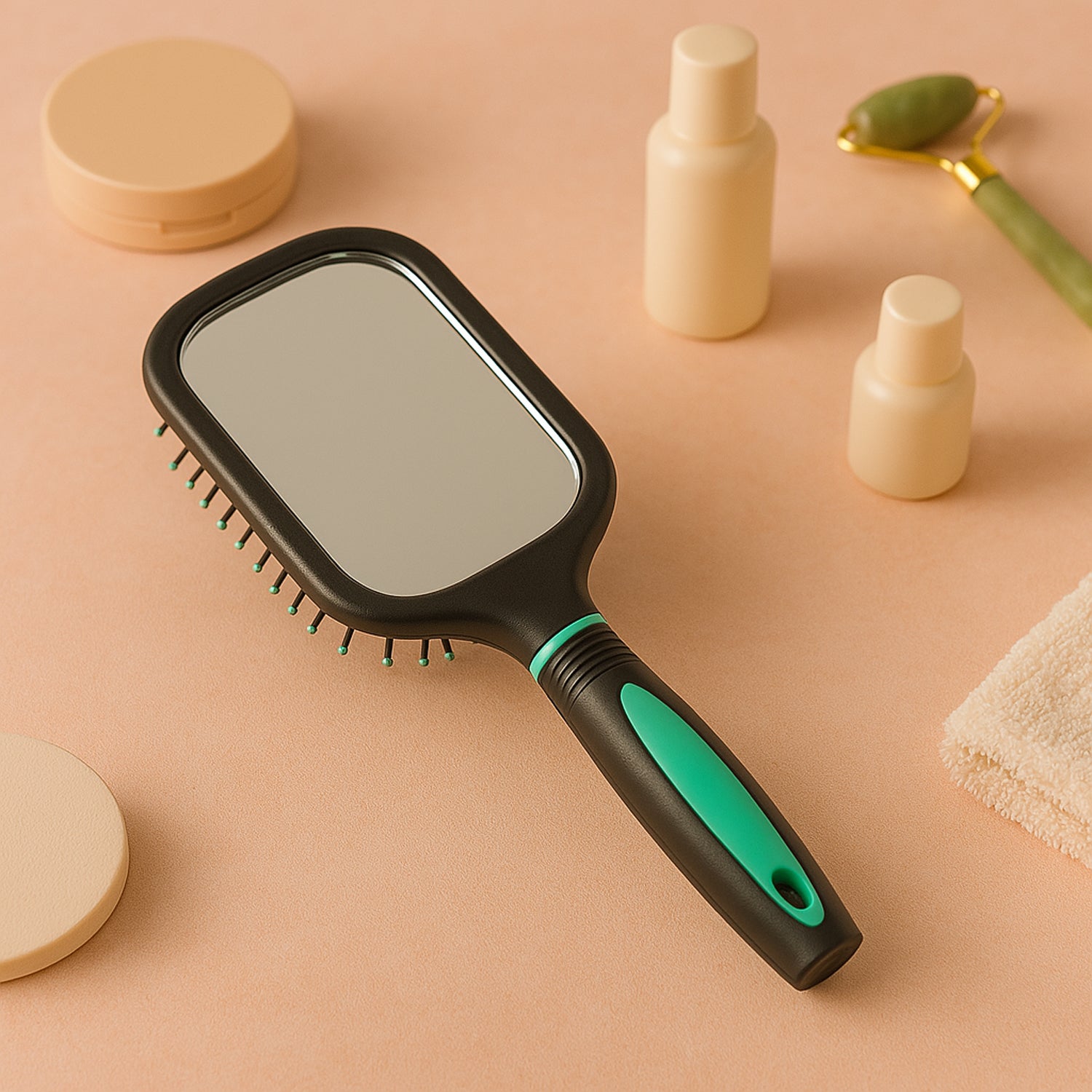 2-in-1 Hair Comb Brush With Mirror