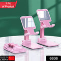 6636 Desktop Cell Phone Stand Phone Holder With Mirror Full 3-way Adjustable Phone Stand For Desk Height + Angles Perfect As Desk Organizers And Accessories.