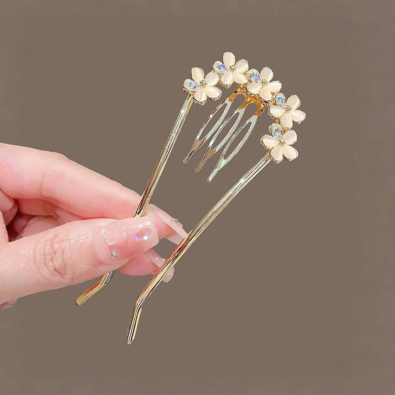 New Chinese Elegant Pearl Butterfly U-shaped Hair Pin Advanced Back Head Updo