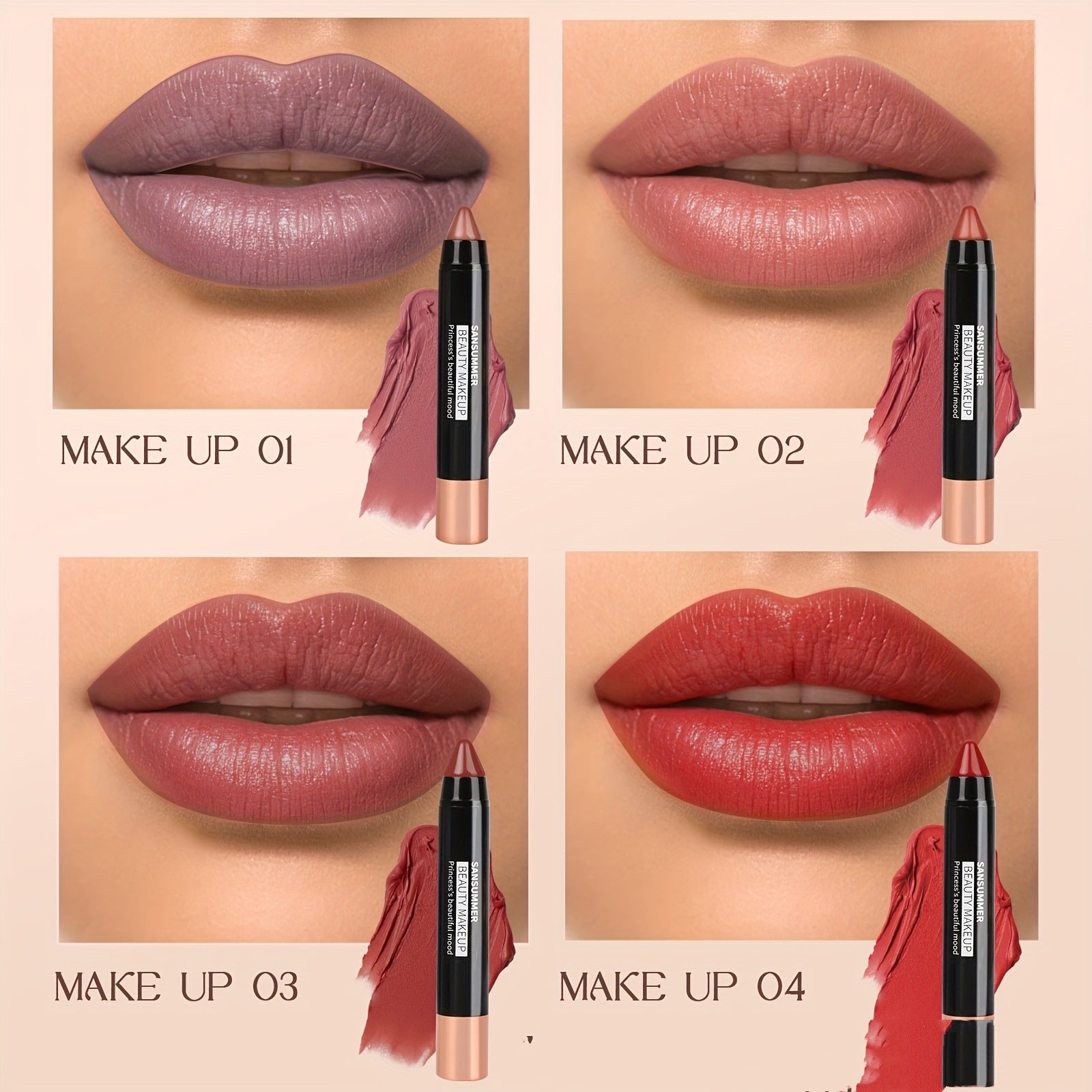 8-color Matte Universal Waterproof No Stain On Cup Lip Liner