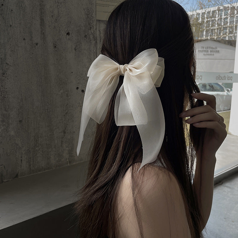 Black Veil Bowknot Spring Clip Back Head Hair Clip