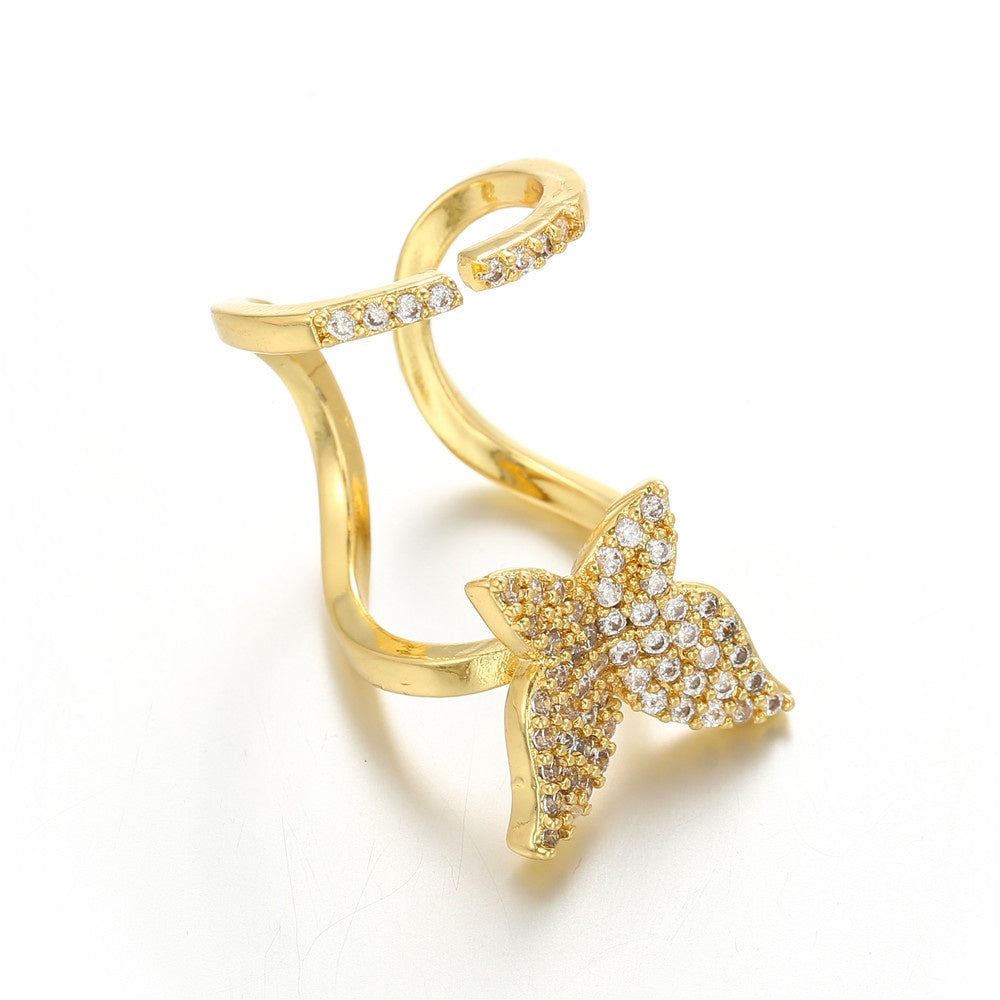 Cross-border New Arrival Micro Inlaid Zircon Graceful Personality Wear Removable Fake Nail Tip Ring