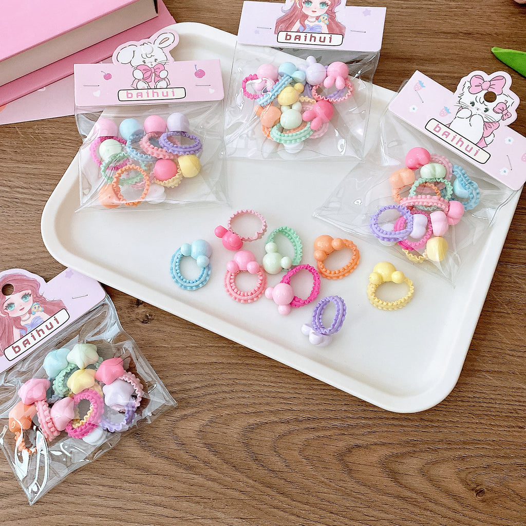 8 Bags Candy Color Small Size Children Ruffles Hair Rope