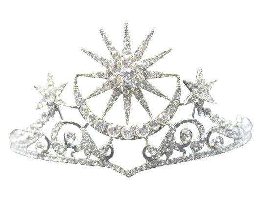 Fashion Star And Moon Diamond Crown Tiara