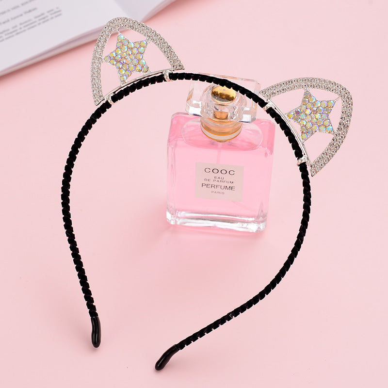 Cute Handmade Diamond Little Devil Cat Ear Headband
