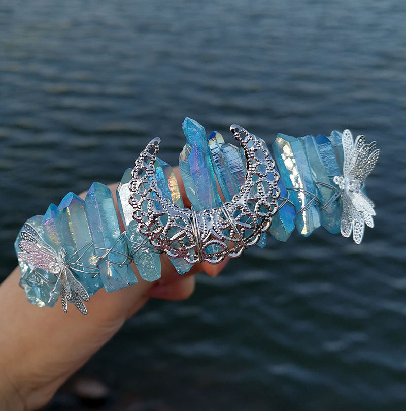 Handmade Dragonfly Accessories Moon Crown Bride Hairband