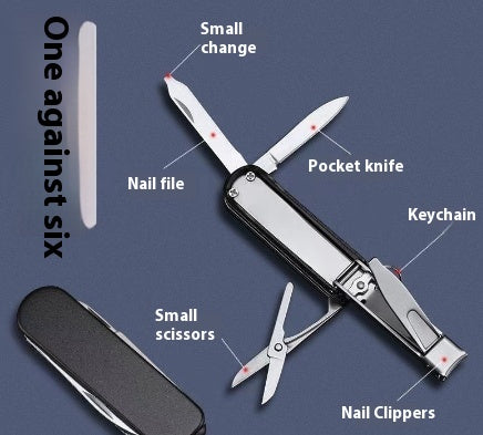 Multifunctional Nail Clippers Student Portable Foldable Keychain Three In One