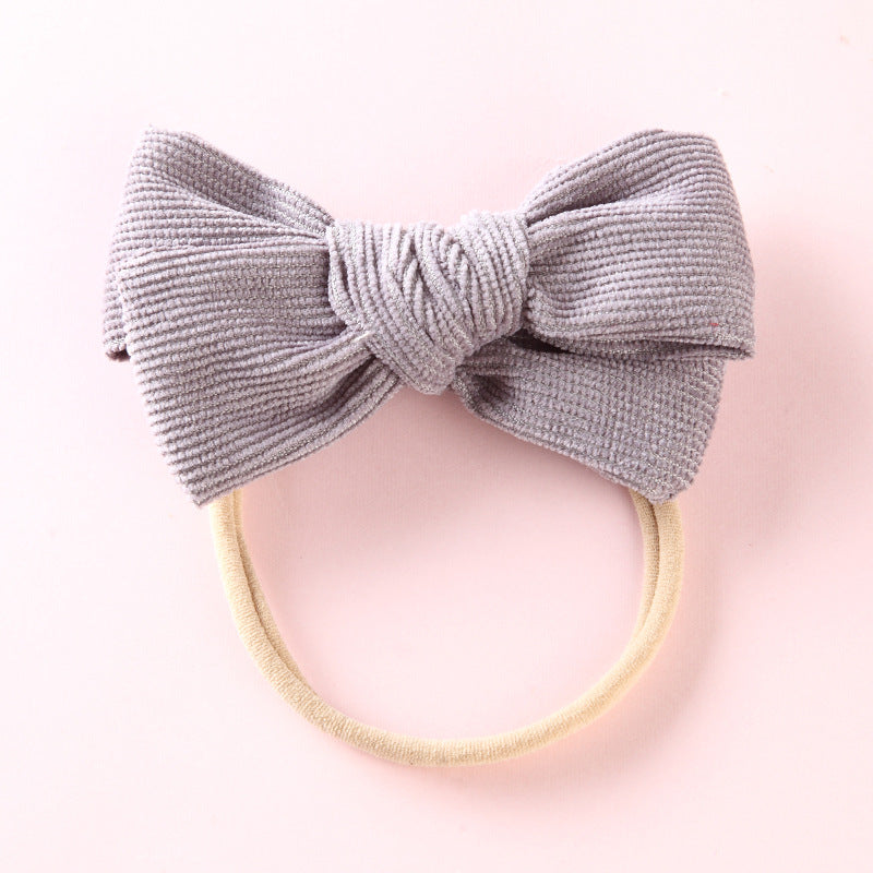 Elastic Nylon Hair Rope 17 Colors Corduroy Bow Baby Hair Tie