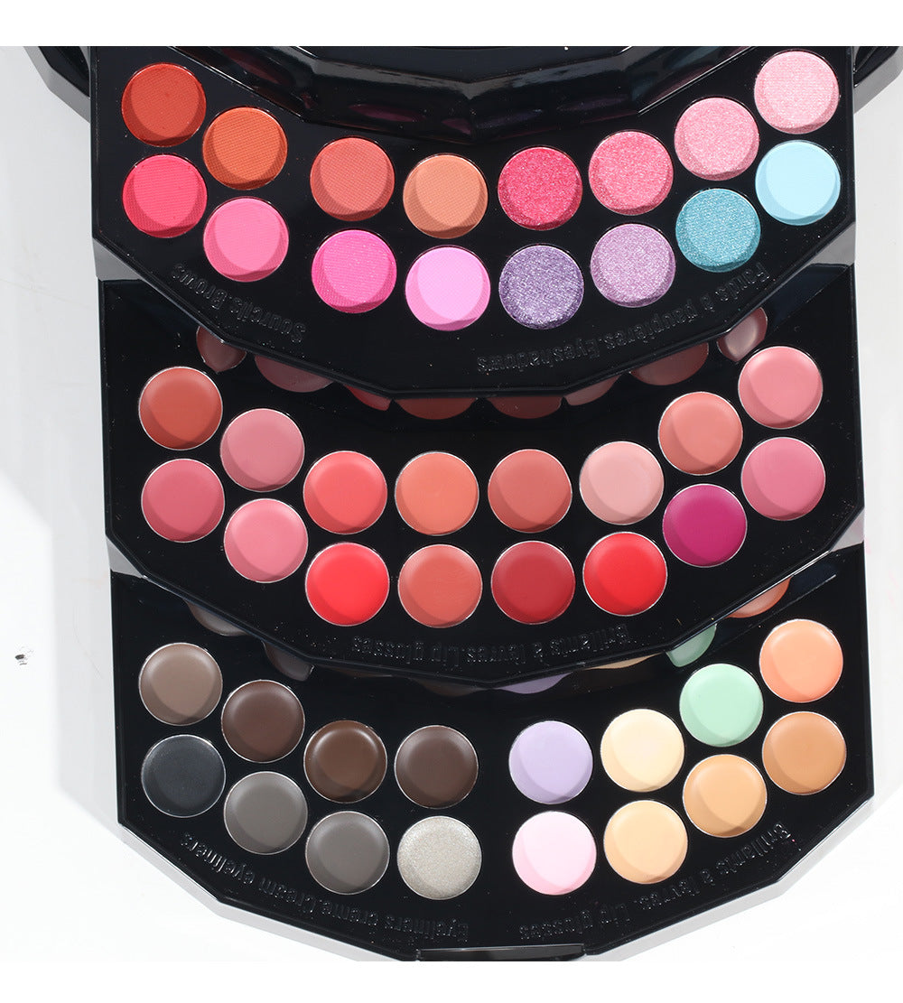 Issyettnns Makeup Palette Featuring Shimmering Eyeshadows Contouring Products Lipsticks And Matte Blush