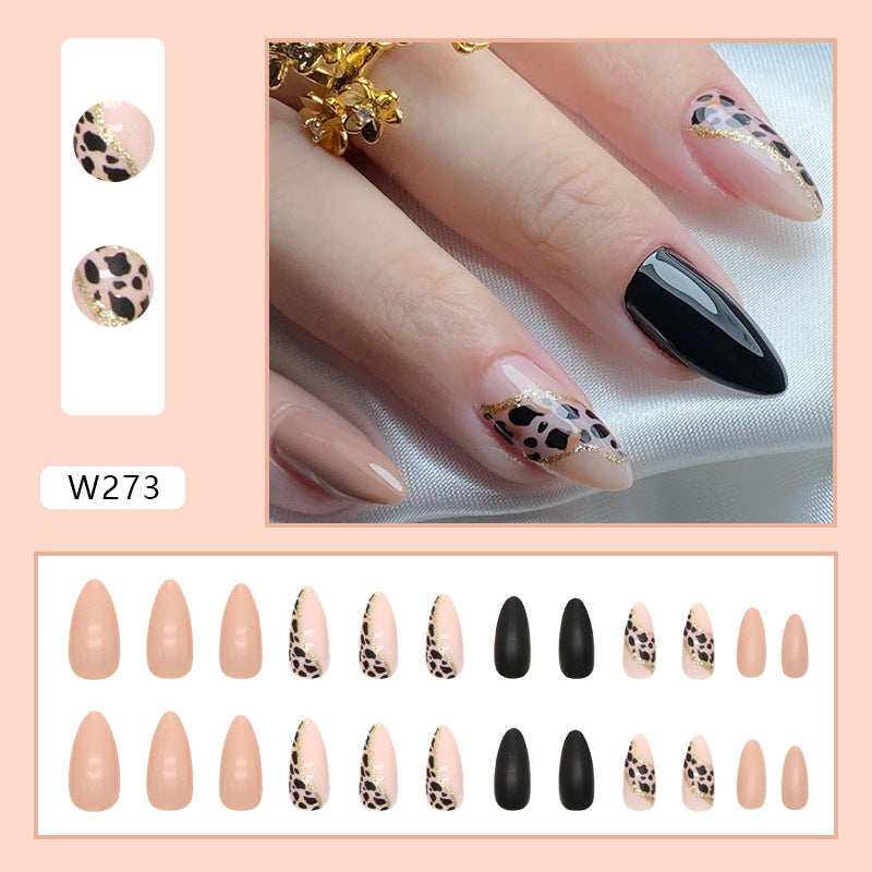 Lady Temperament Black Gold Leopard Nail Art