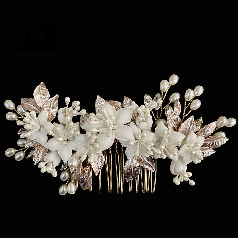 Wedding Bride Handmade Pearl Comb Flower Headwear