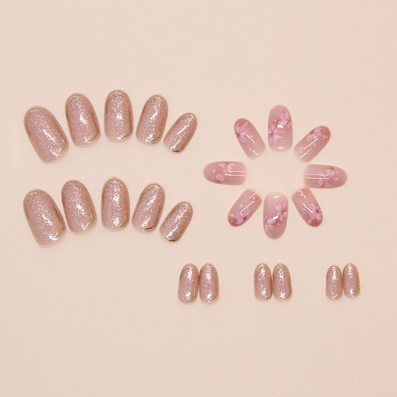 W1739 Short Oval Nail Polish Flower