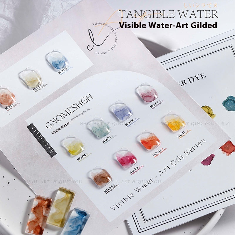 GNOMESHGH Quick-drying Nail Art Watercolor Shading Fluid Pearlescent Gradient Ink White Gilding Smoke