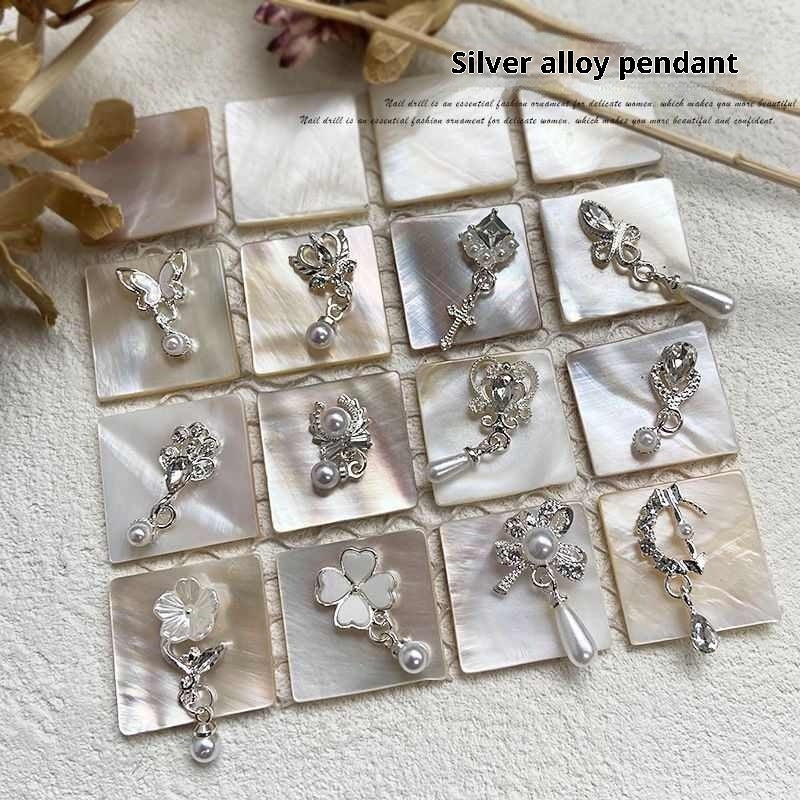 Nail Art Pendant Jewelry Tassel Alloy Metal Three-dimensional Pearl Mixed