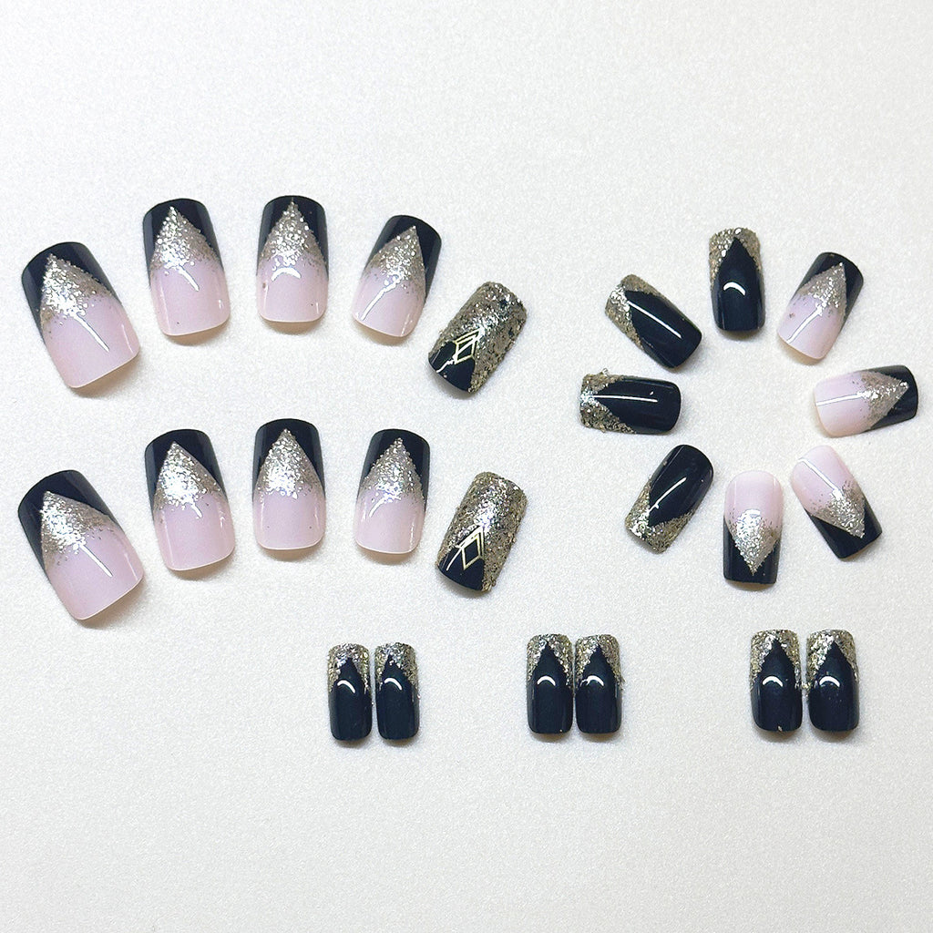 Black Gold Sweet Cool Mid-length Removable Fake Nail Tip