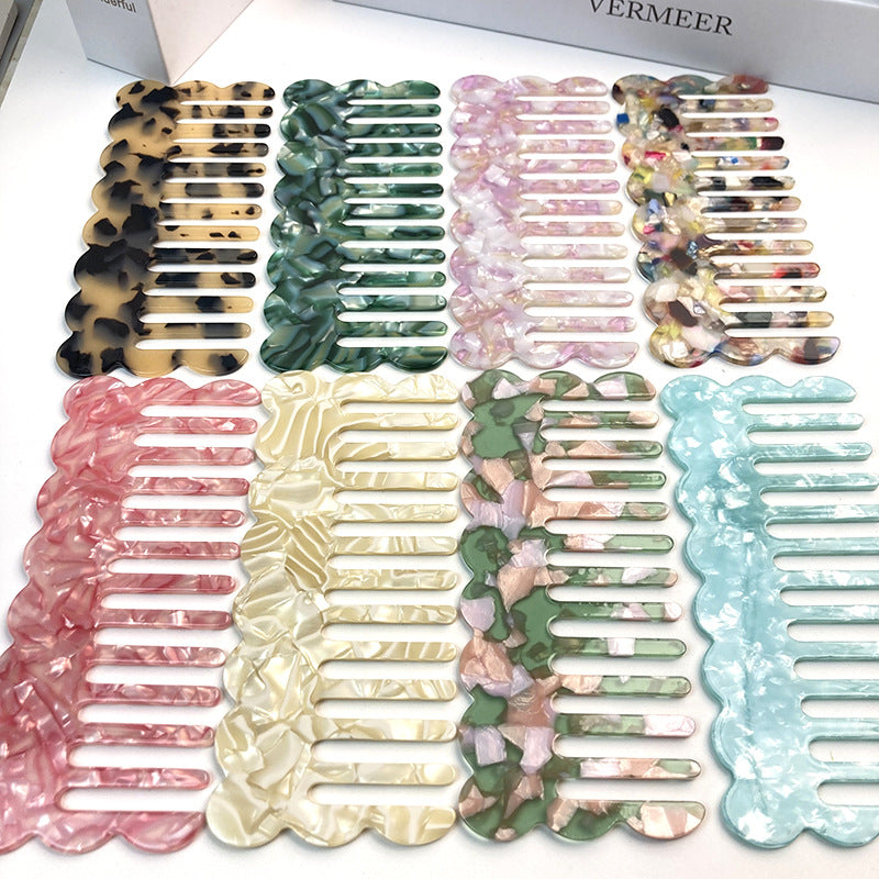 Acetate Board Geometric Simple Retro Cute And Graceful Wave Hairdressing Comb