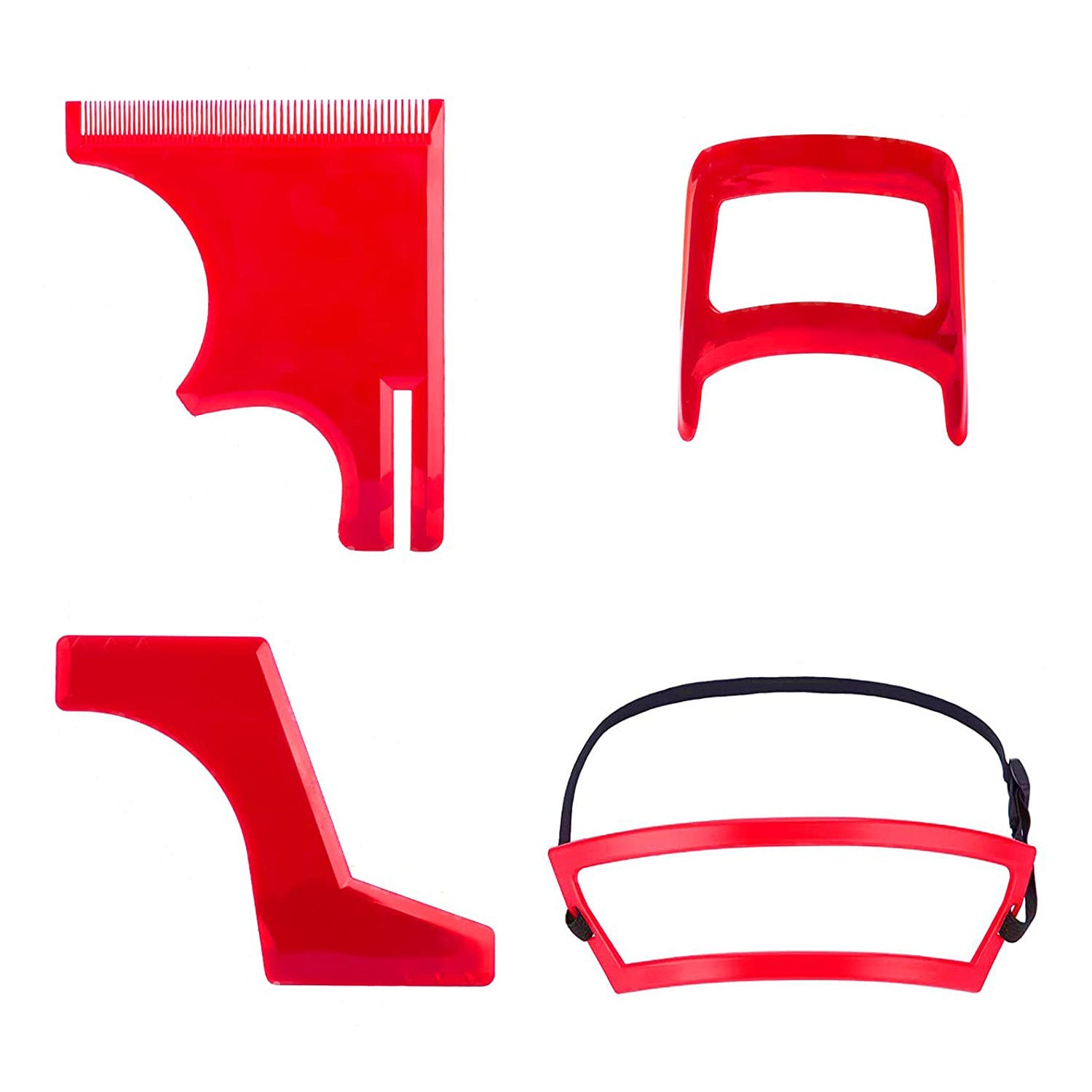 Beard Plate Hair Styling Comb Beard Neck Haircut 4 PCs Set