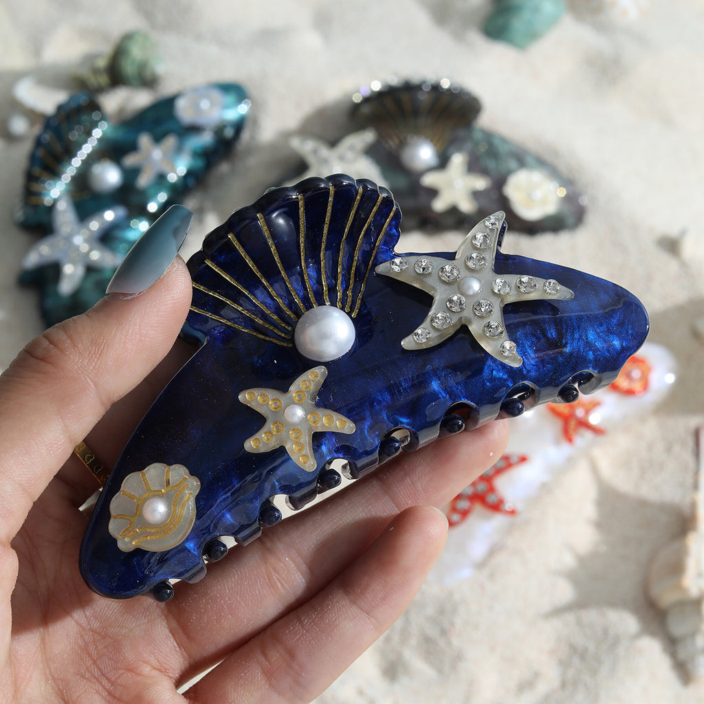 Ocean Acrylic Starfish Shell Temperament Seabed Barrettes