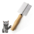 Dog Cat Pet Comb Double Sided Grooming Brush Metal Comb For Loosening Up Removing Mats Debris Tangles And Knots Wooden Handle Stainless Steel Tooth Perfect For Pets