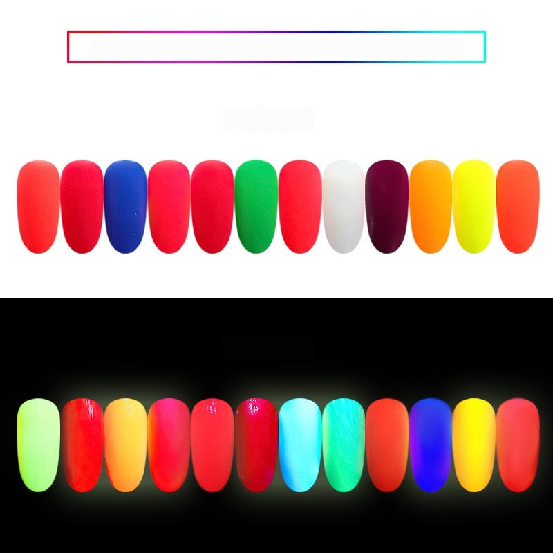 12-Color Fluorescent Nail Art Powder Set In A Barbie-Style Clear Box