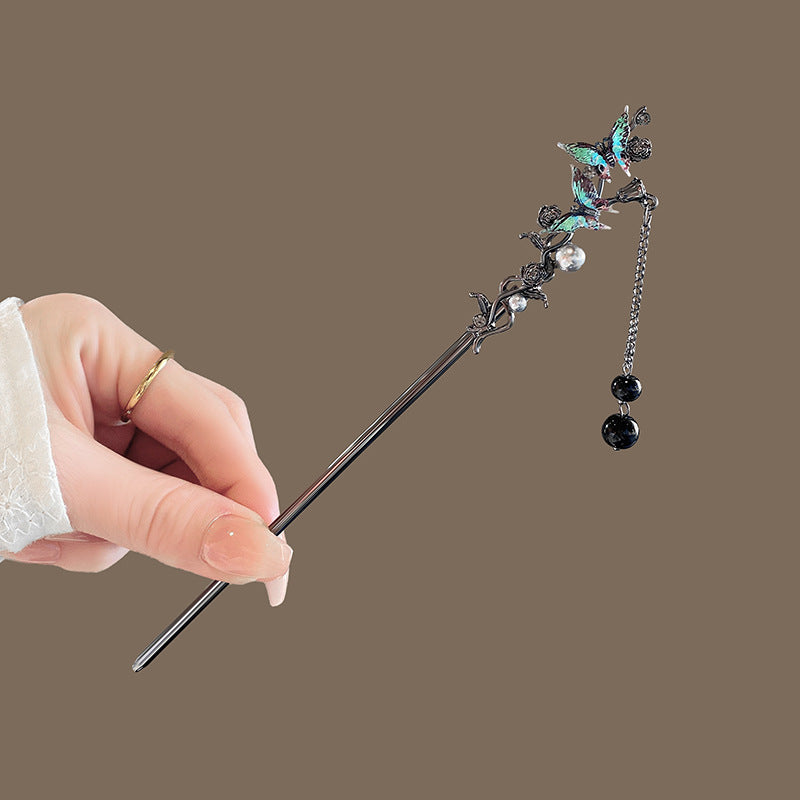 Four Seasons National Style Green Leaf Tassel Ancient Style Han Chinese Clothing Hairpin