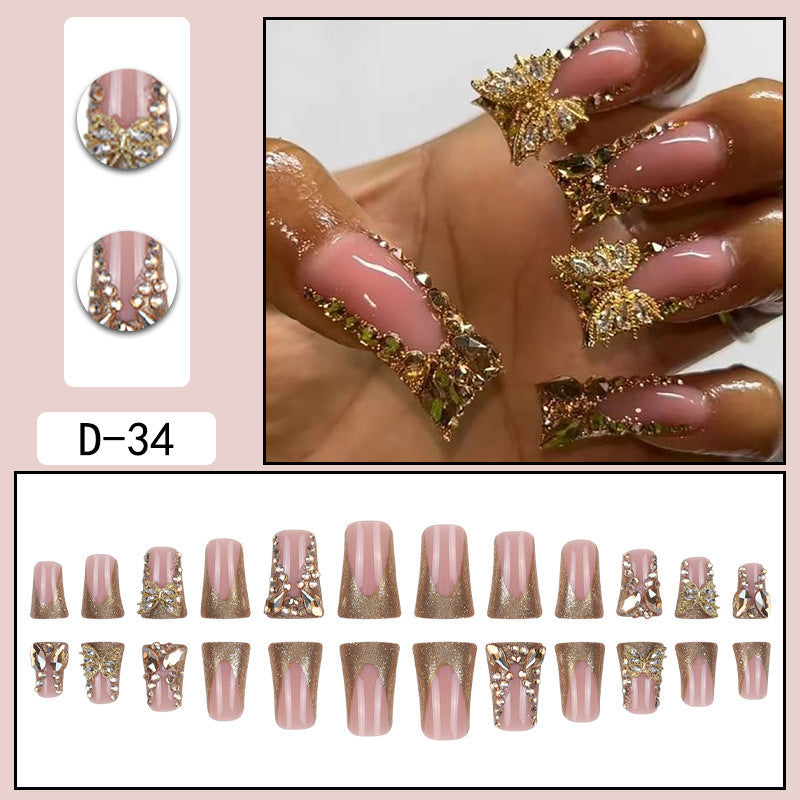 Golden Diamond In The Debris Butterfly Nail Stickers