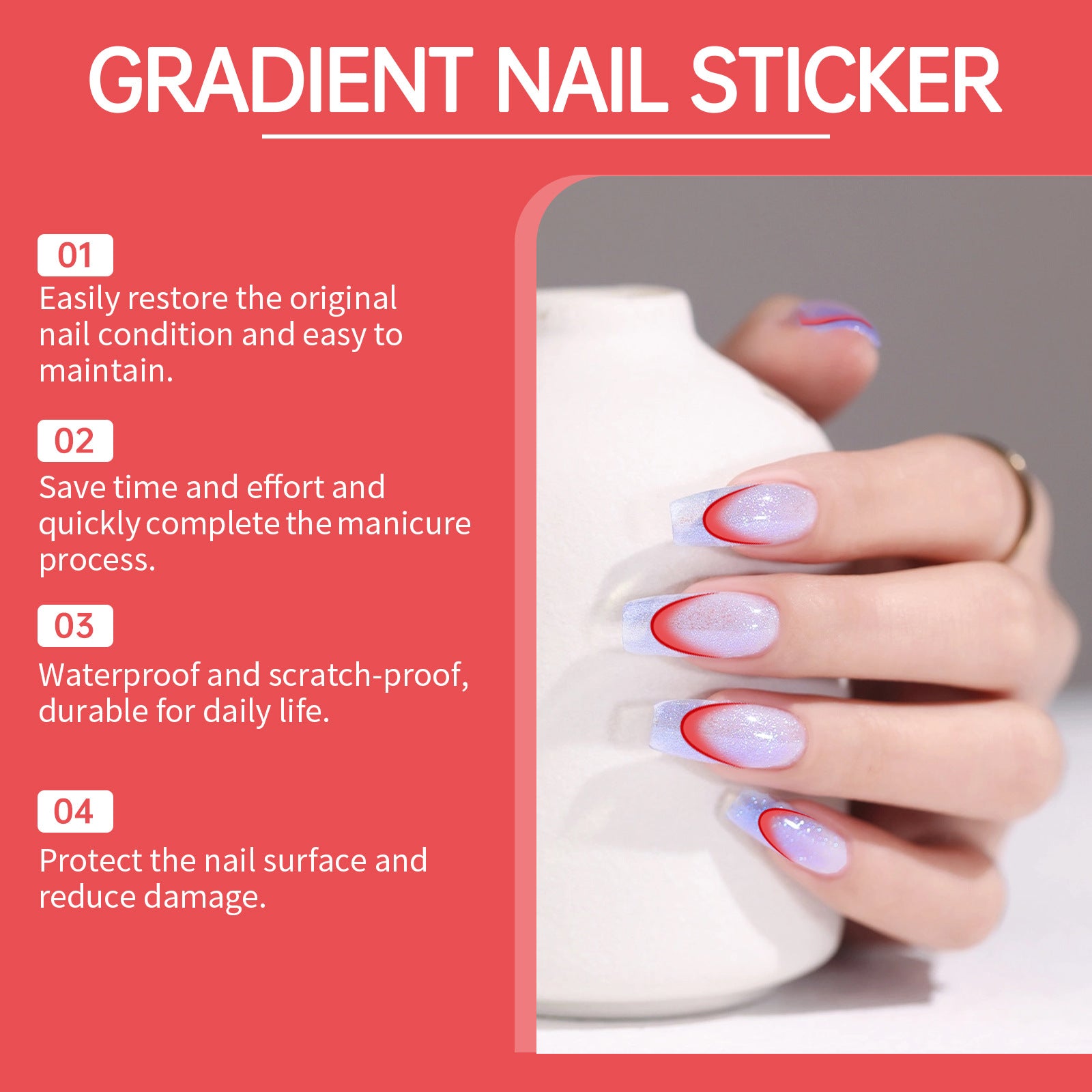 Eelhope Gradient Nail Sticker Simple Manicures Decoration