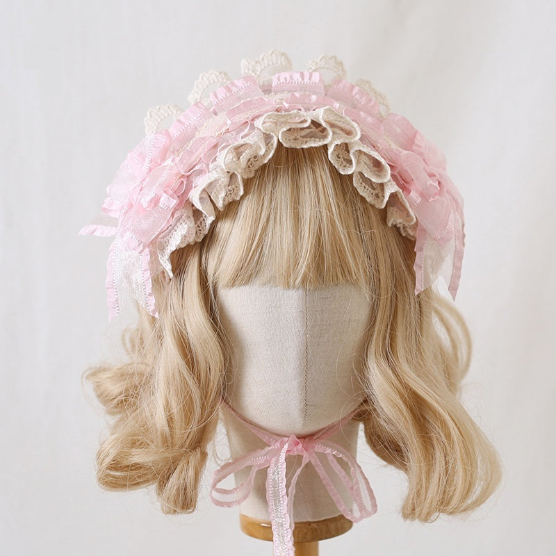 Versatile Color Blocked Bow Lace Headband