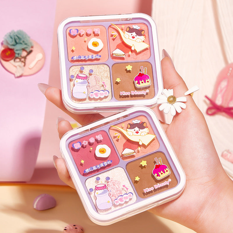 Kiss Beauty Blush Highlighting Repairing All-in-one Disc Pearlescent Brightening Clavicle Natural Three-dimensional